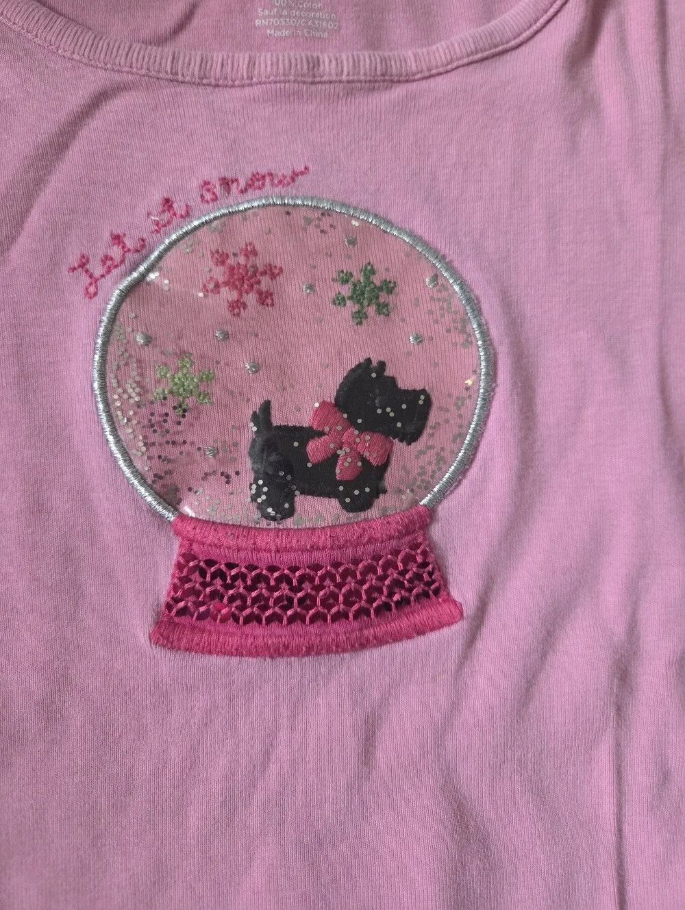 Gymboree Girls 4 Pink Scottie Snow Globe Tee